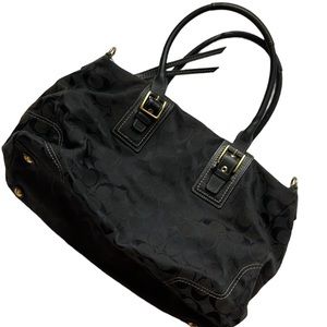 Black Monogram Hampton Shoulder Bag by Coach